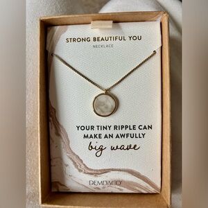 Demdaco Gold Necklace with Taupe Stone Pendant, NWT